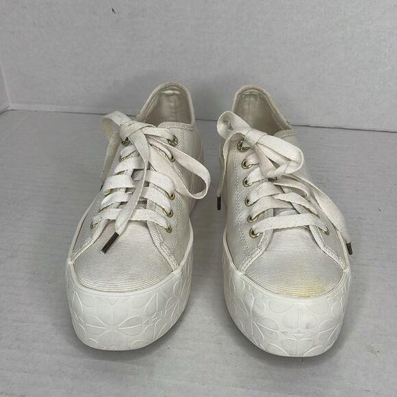 Keds X Kate Spade Triple-Up Faille Logo White Platform Sneakers - Picture 3 of 13